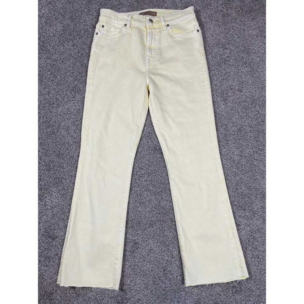 7 for all Mankind Jeans Womens 27 Yellow High Waist Slim Kick Crop Denim Pants
